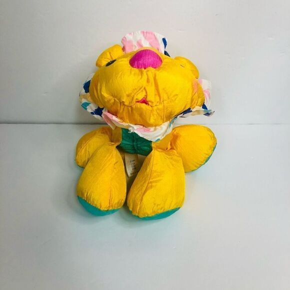 vintage fisher price jungle friends yellow lion rattle #3704 soft plush 1995 - Picture 2 of 9
